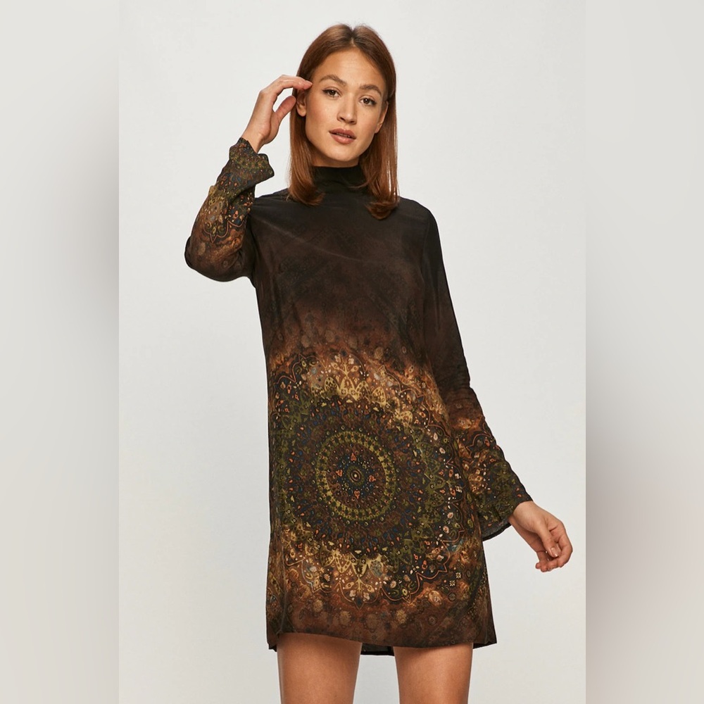 Desigual Buenos Aires Long Sleeve Boho Dress Mini Boho NEW European Fabric RARE